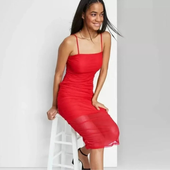 wild fable Dresses & Skirts - NWT Red sheer 1/2 sexy dress stretchy XXL wild fable